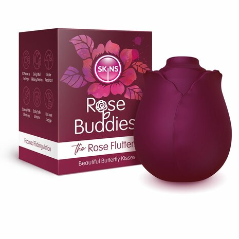 Skins Rose Buddies - The Rose Flutterz Vibrator - Wijnrood