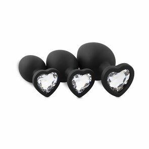 Siliconen Buttplug Set Met Diamantjes - Hart